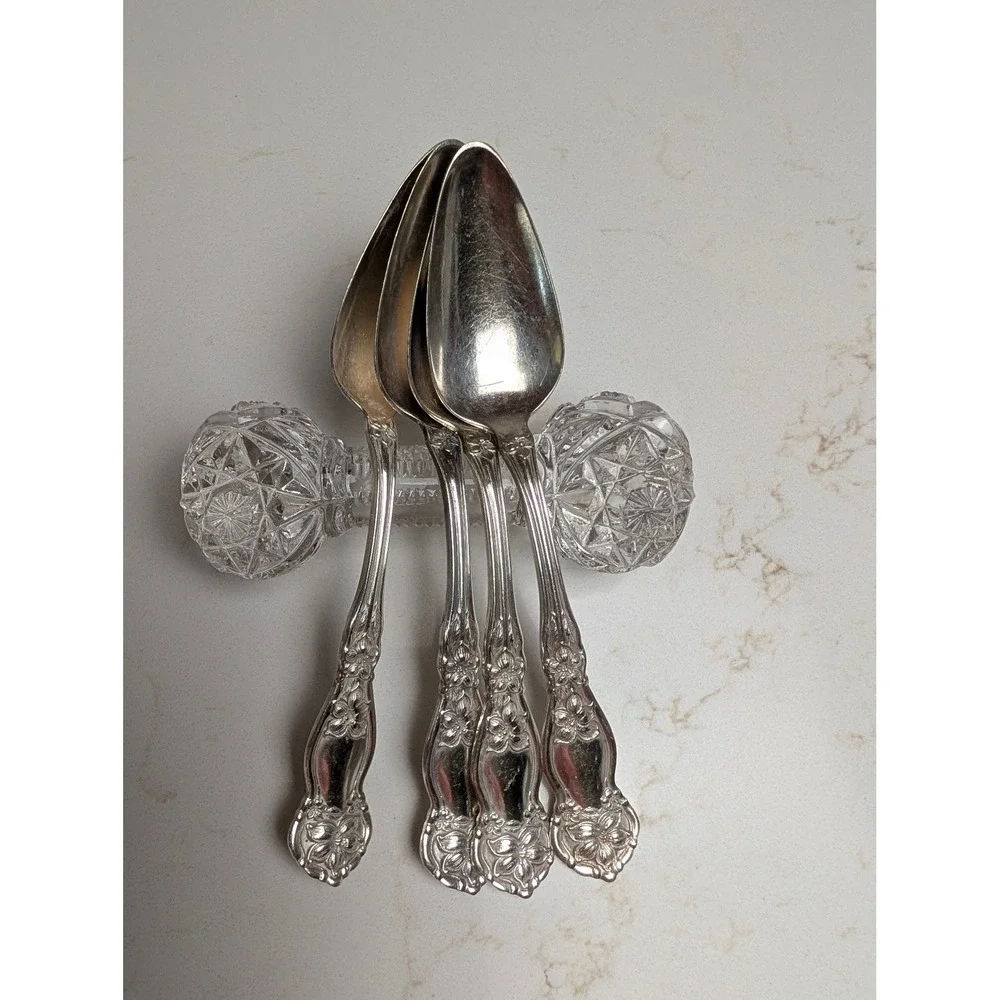 Wm Rogers & Son Silver Plate Teaspoons 1910 Orange Blossom Floral Set of 4